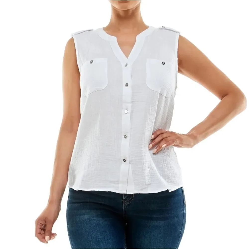 BRAND NEW PERSEPTION CONCEPT SLEEVELESS WOMEN"S BLOUSE SHIRT